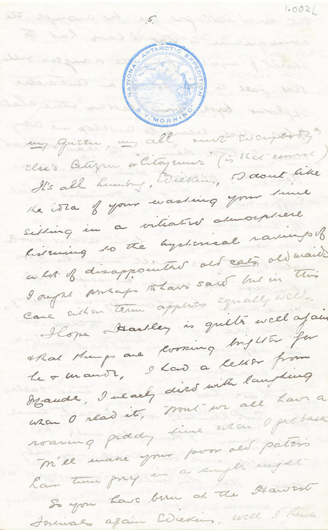 Letter from William Colbeck to Edith Robinson DUNIH 1.002