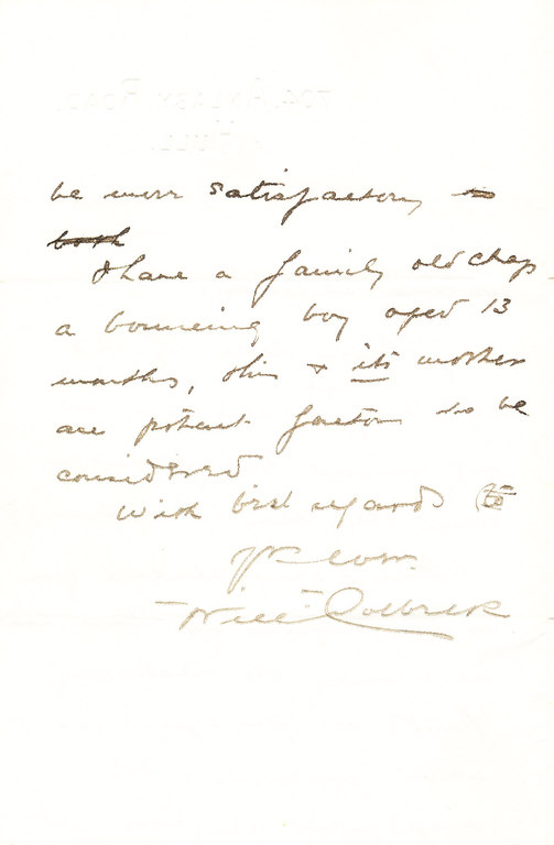 Copy of letter written to Ernest Shackleton DUNIH 1.109