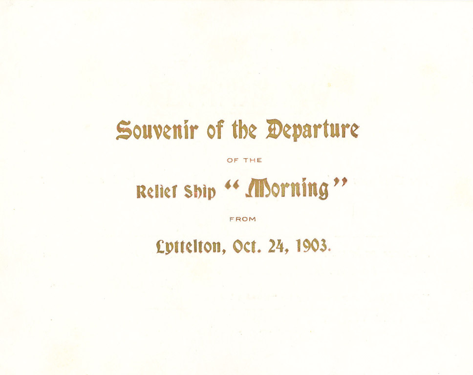 Card commemorating Morning's departure from Lyttelton DUNIH 1.115