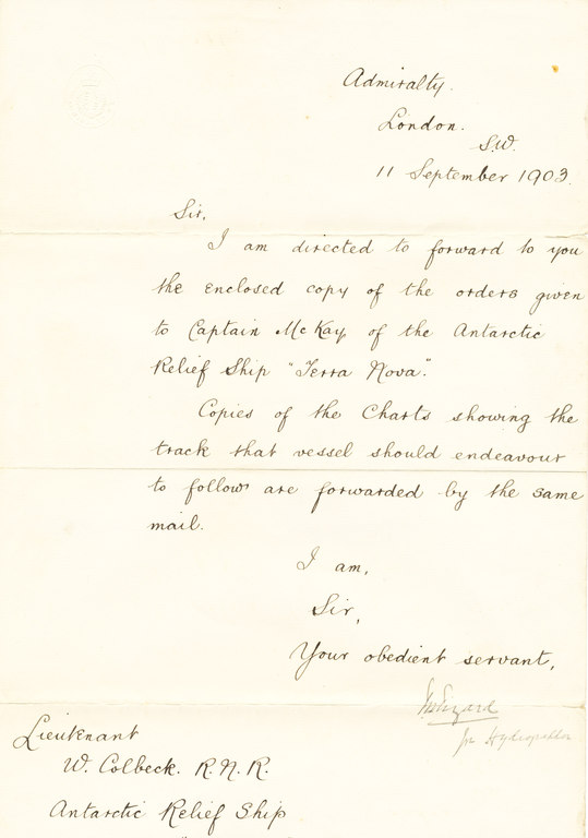 Copy of the orders given to Captain Mackay DUNIH 1.129