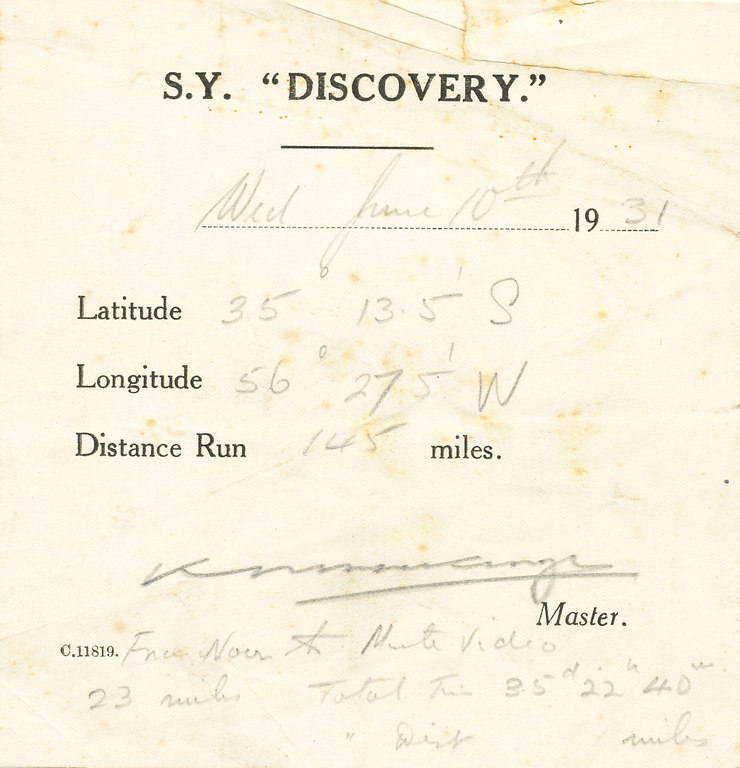 Daysheet showing the location of Discovery DUNIH 1.182