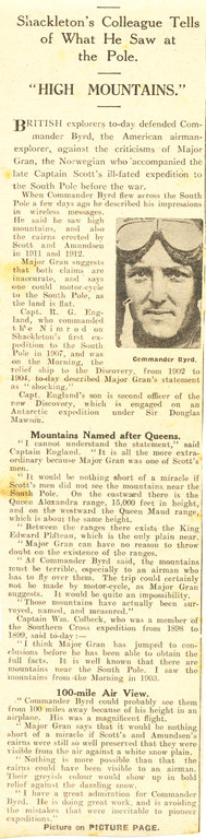 Evening Standard re. Byrd's experiences of South Pole DUNIH 1.252