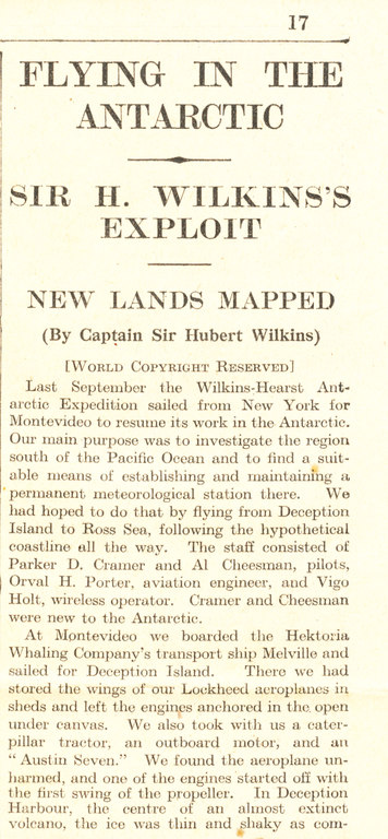 Article re.new lands discovered on Wilkins's Expedition DUNIH 1.321