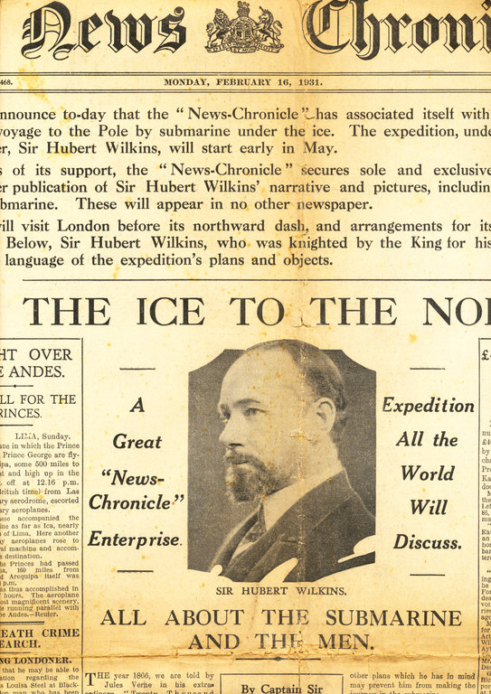 Article re. Wilkins's Expedition to the Arctic by submarine DUNIH 1.330