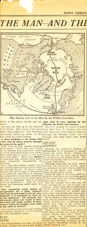 Article re. Wilkins's Expedition to the Arctic by submarine DUNIH 1.330