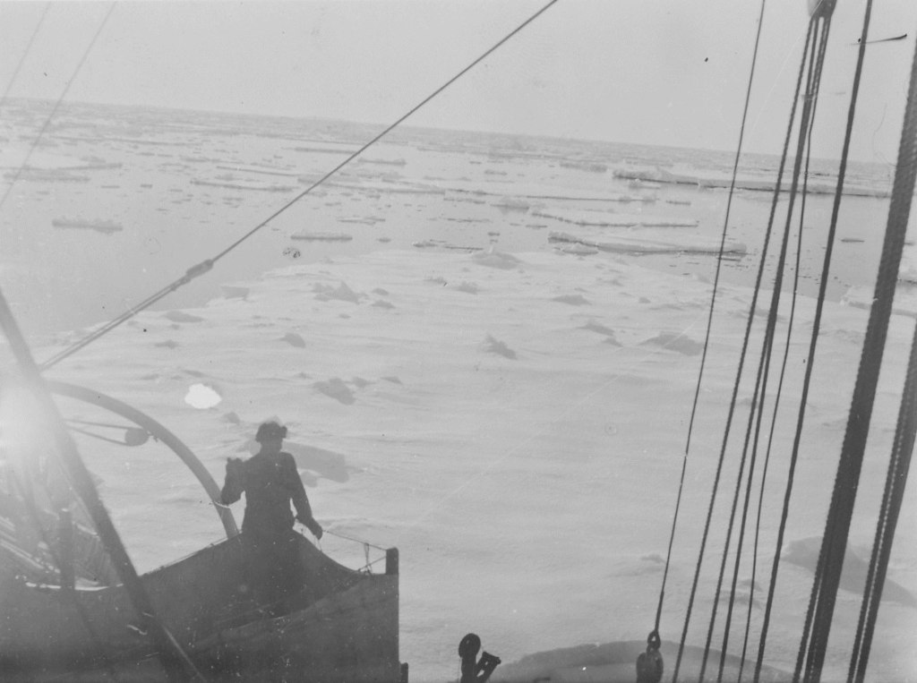 Conning the "Discovery" through pack ice 1930. DUNIH 1.344