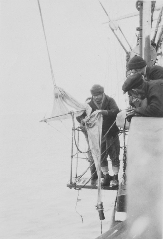 Crew members casting a plankton net DUNIH 1.396
