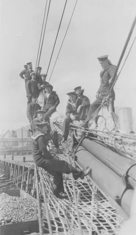 Naval men on yards of a ship DUNIH 1.478