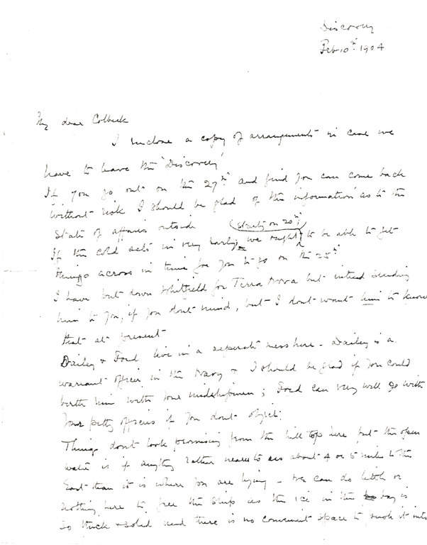 Copy letter sent to W.Colbeck re. news of expedition DUNIH 1.550