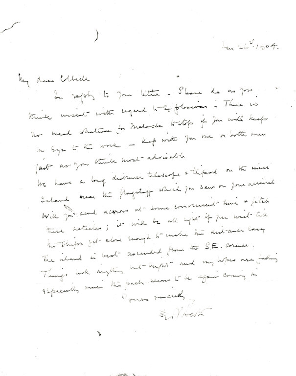 Photocopy of letter to Colbeck re. telescope DUNIH 1.554