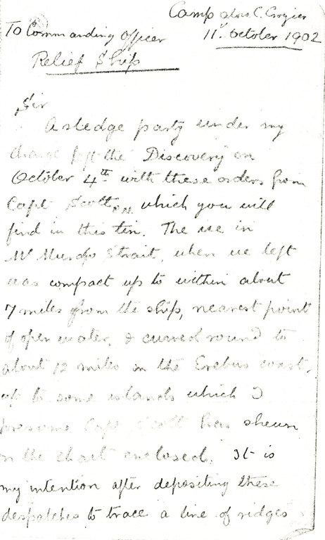 Letter re. Royd's sledging party DUNIH 1.563
