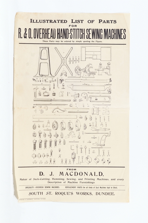List of Parts D.J. MacDonald Sewing Machines DUNIH 101