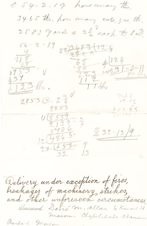 Scrap paper containing notes and calculations DUNIH 106.12