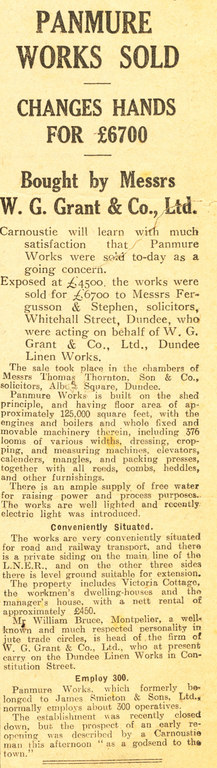 Article re. W.G. Grant & Co. buying Panmure Works DUNIH 106.41