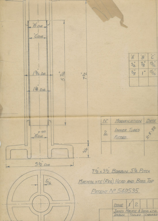 Technical drawing of a Bobbin DUNIH 111.1
