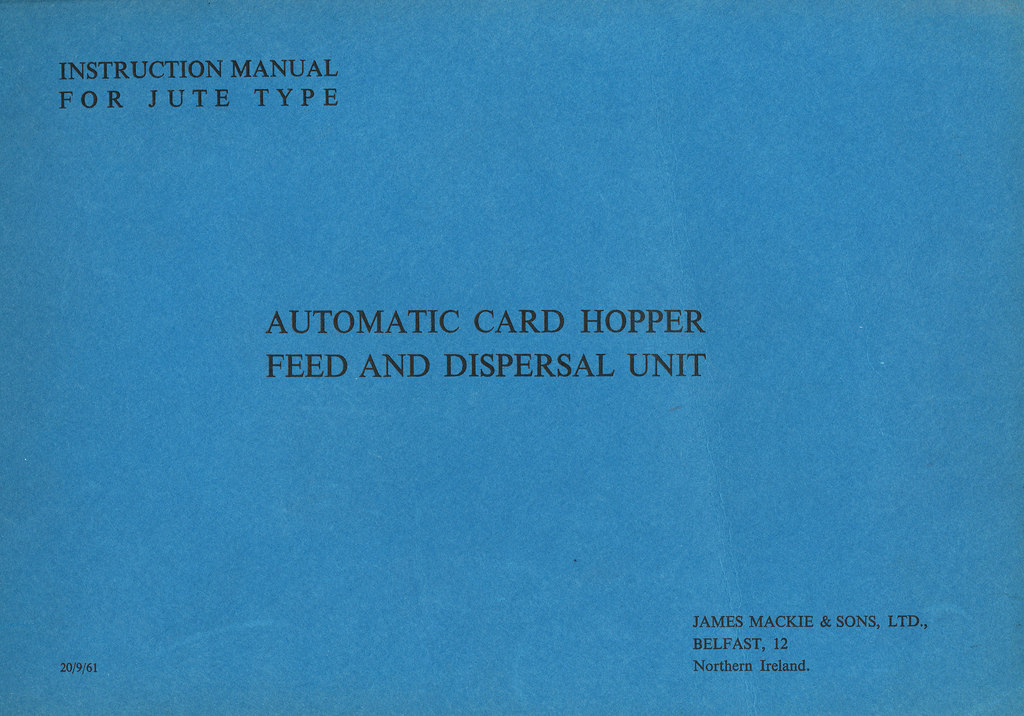 Manual for Auto Card Hopper Feed and Dispersal Unit DUNIH 137