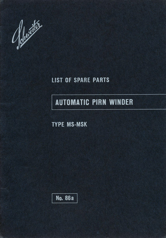 Automatic pirn winder spare parts booklet DUNIH 176.16