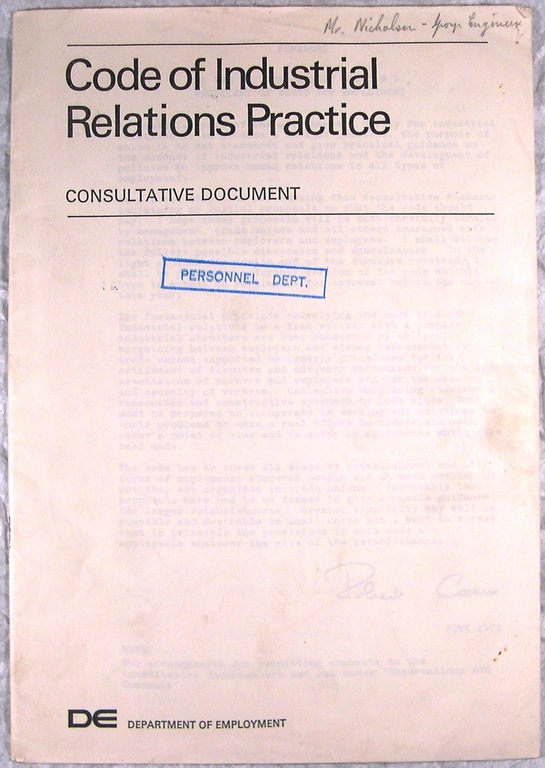 Code of Industrial Relations Practice DUNIH 193.10