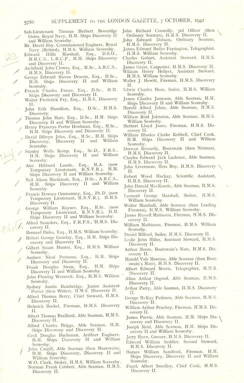 Article re. list of Polar Medals given between 1925-1939 DUNIH 2008.54