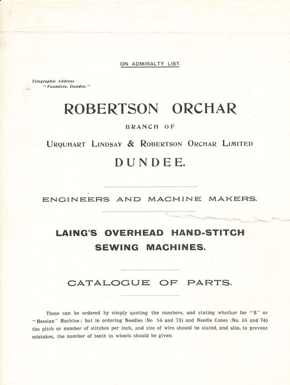 Laing's Overhead Hand-Stitch Sewing Machines DUNIH 2009.80.16