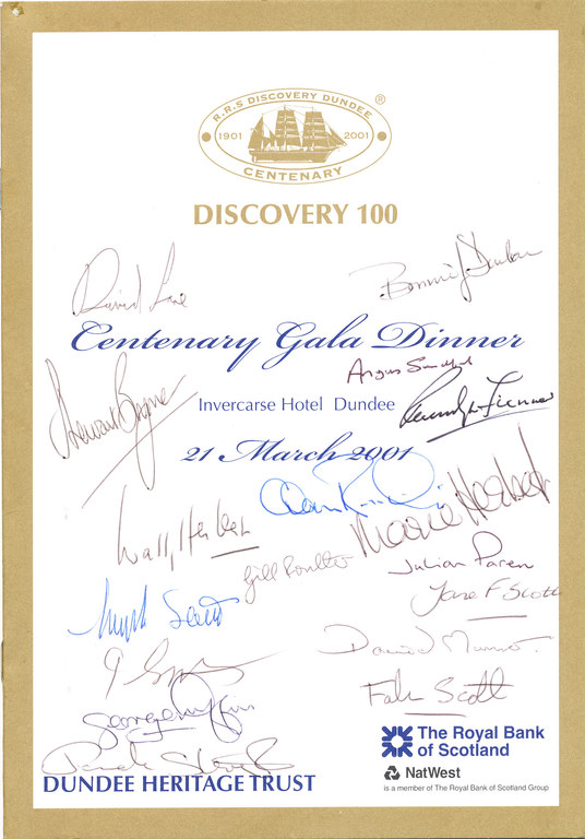 Discovery 100 Centenary Gala Dinner (signed) DUNIH 2010.46.6