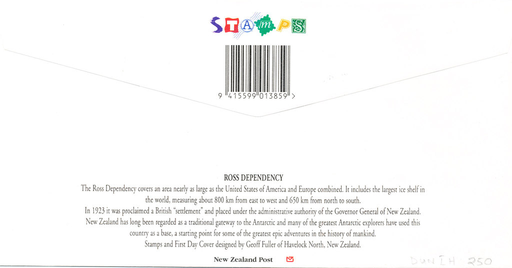 New Zealand Post First Day Cover, Ross Dependency. DUNIH 250