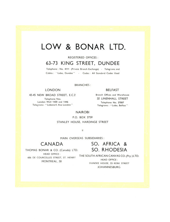 Catalogue, Low & Bonar Ltd. DUNIH 254