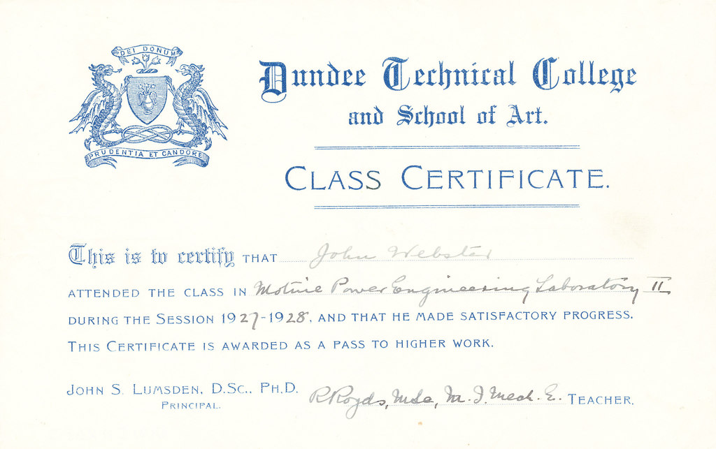 Motive Power Engineering Laboratory II Certificate, John Webster DUNIH 268.2.15
