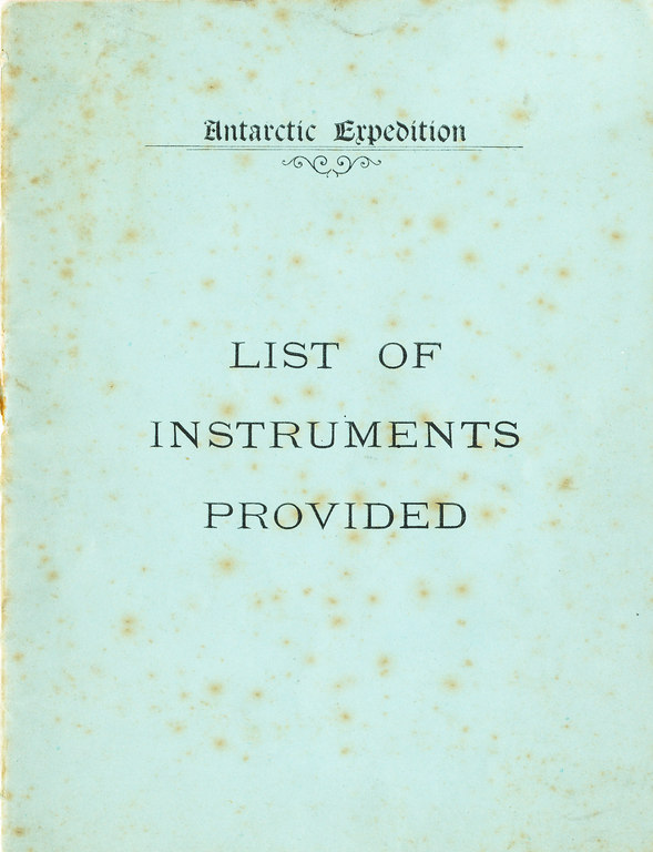 'List of Instruments Provided', re. Discovery Expedition DUNIH 423