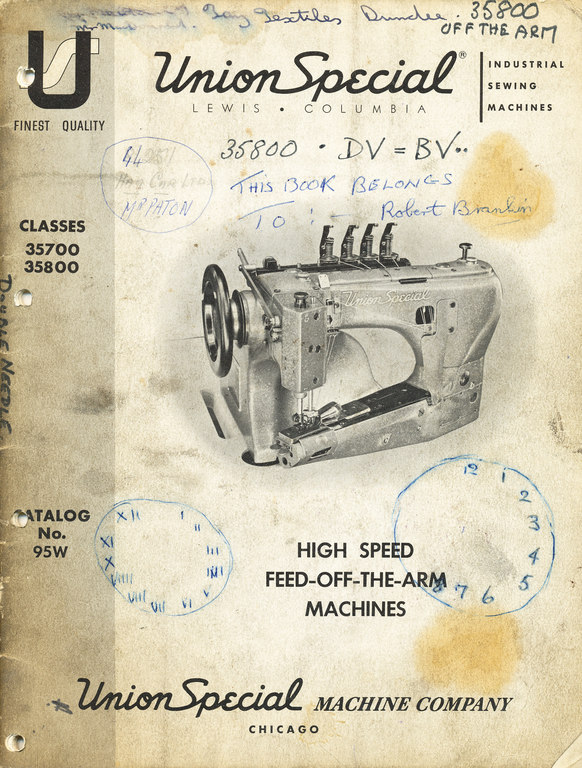 Notes on Union Special sewing machines DUNIH 45.1