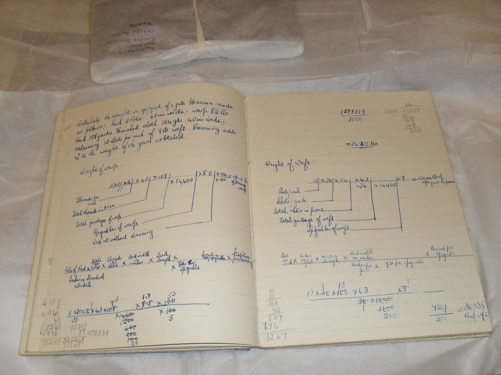 Student Notebook entitled 'Yarn of Cloth Calculations' DUNIH 461.5