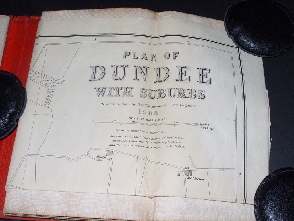 Map with all the mills in Dundee indexed, 1908 DUNIH 498
