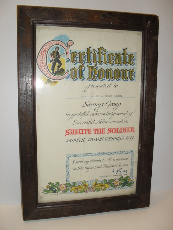 Certificate of Honour, Second World War DUNIH 551