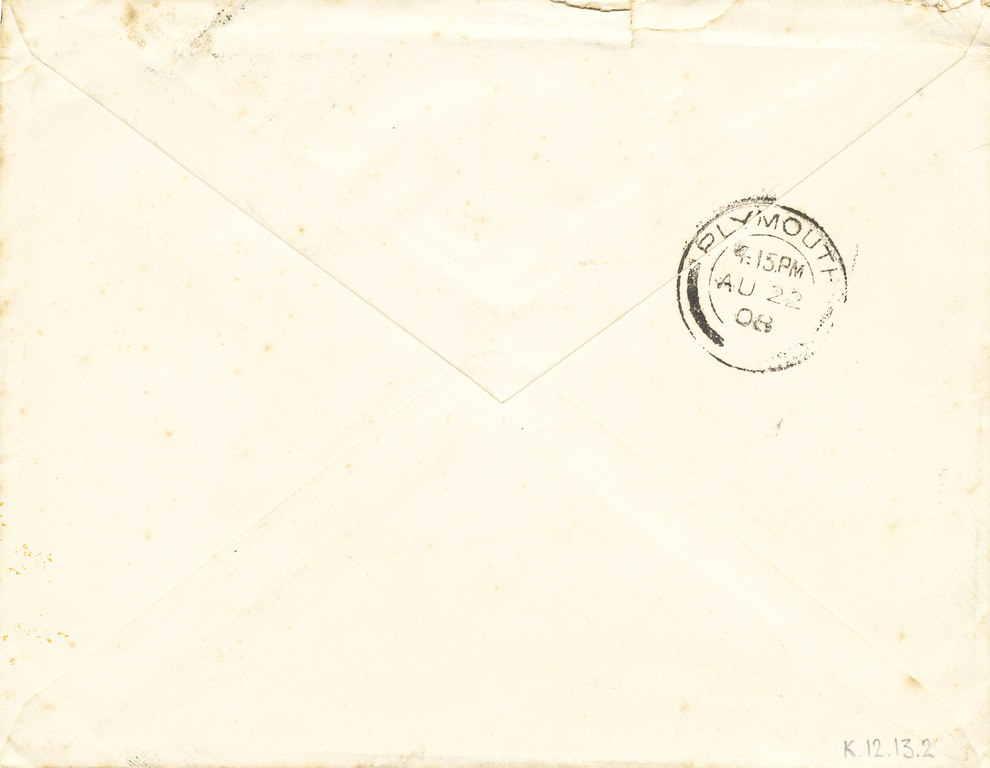 Envelope from letter sent to Thomas Hodgson from Jean-Baptist Charcot K 12.13.2