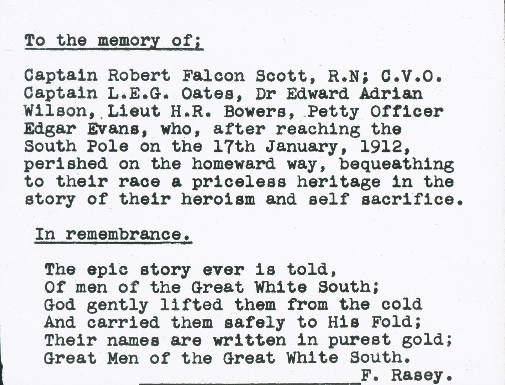 Obituary to R. F. Scott and South Pole party ROY.30.1.10