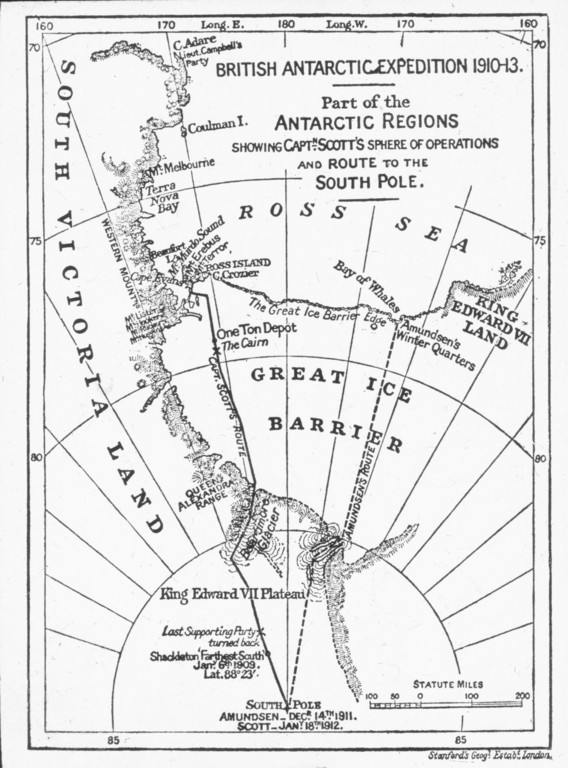 Map showing Scott and Amundsen's routes to the pole ROY.30.2.46