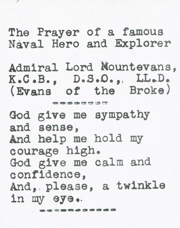 The Prayer of a famous Naval Hero and Explorer ROY.30.2.50
