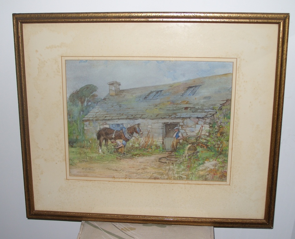 Watercolour entitled 'Smiddy at Enochdho' DUNIH 449.18