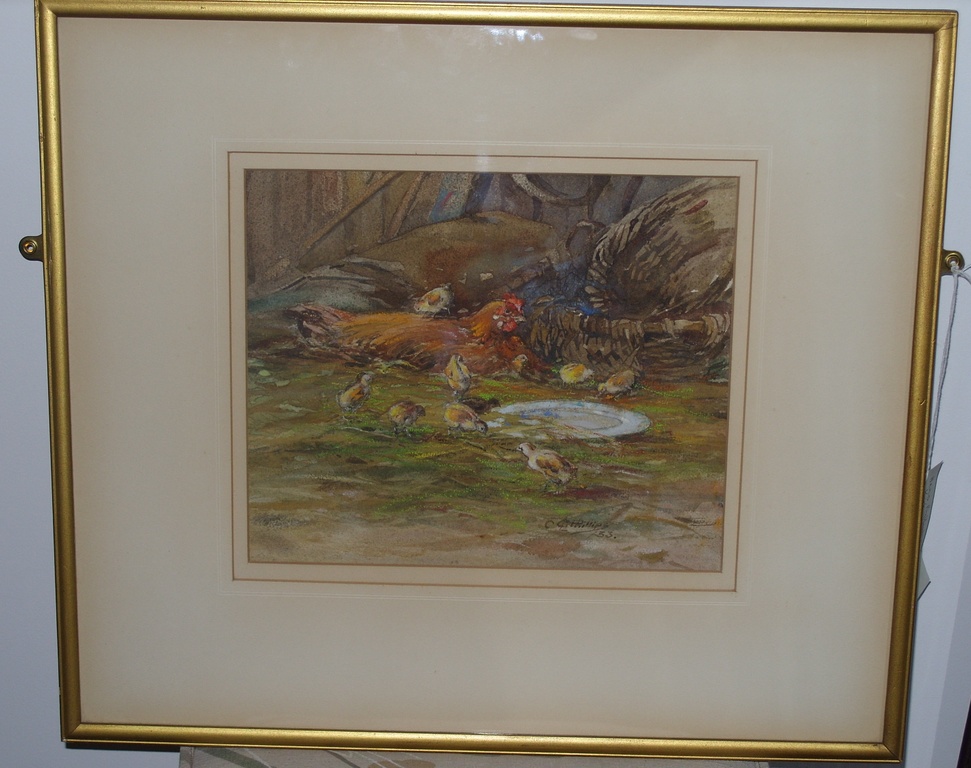 Water colour entitled 'Hens, Ballintuim, Kirkmichael' DUNIH 449.23