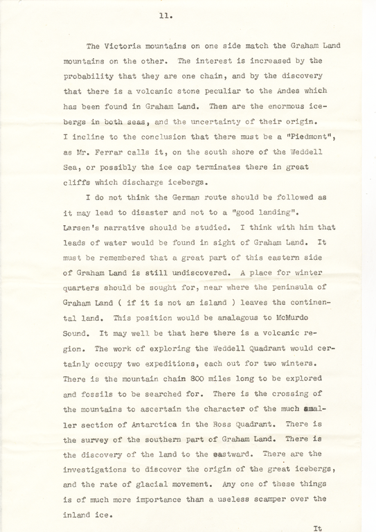 Letter -Markham over doubts re. Shackleton's expedition DUNIH 1.099