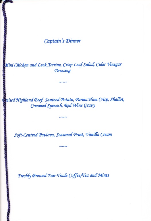 Menu for Space Shuttle Discovery Dinner DUNIH 2011.49