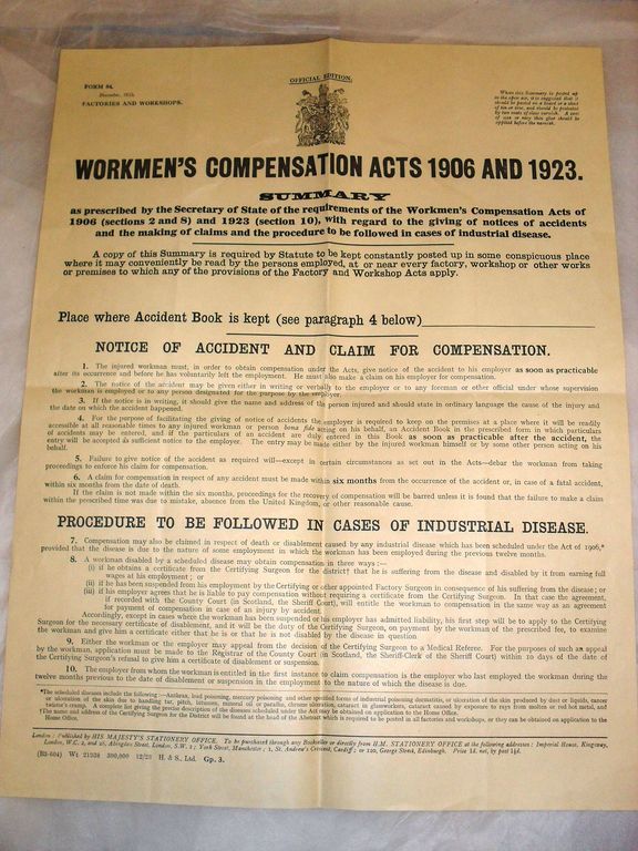 Workmen's Compensation Acts 1906 & 1923 DUNIH 335