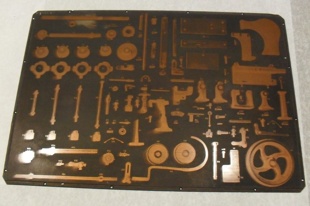 Photogravure printing block of numbered machine parts DUNIH 284.88