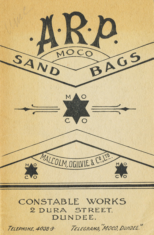 Booklet,\' A.R.P. M.O.C.O Sand Bags\' DUNIH 521.2
