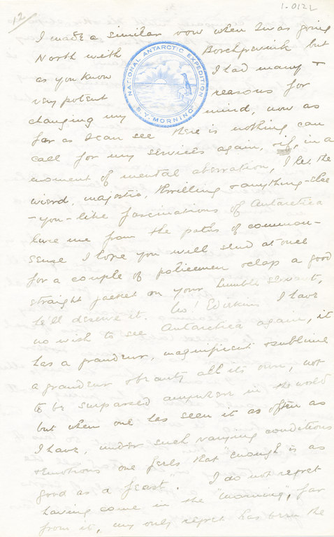 Letter from William Colbeck to Edith Robinson DUNIH 1.012