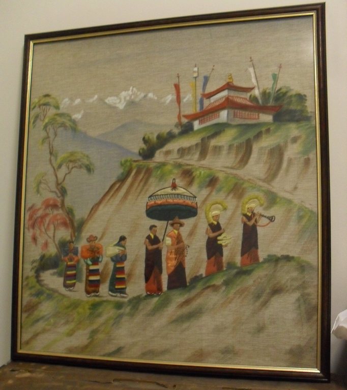 Framed tapestry of Himalayan scene on jute DUNIH 2016.20.2