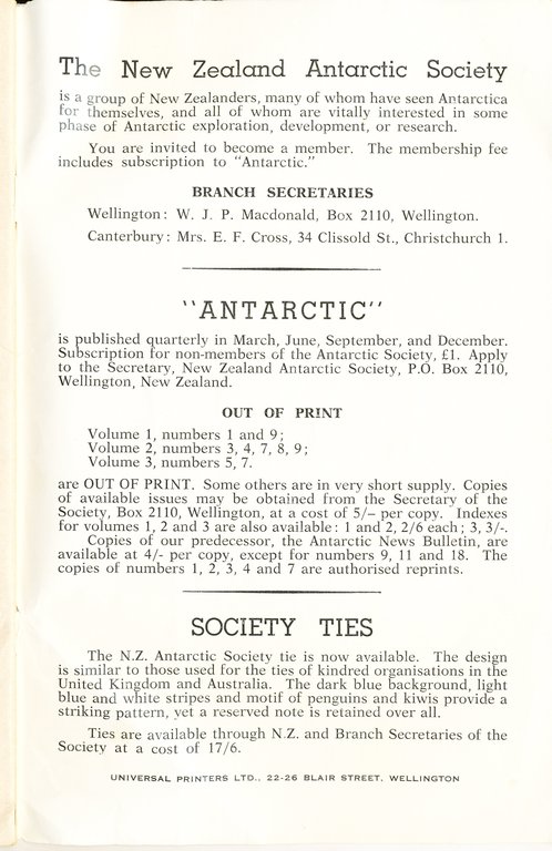 Antarctic, news bulletin published by New Zealand Antarctic Society DUNIH 2016.30.42