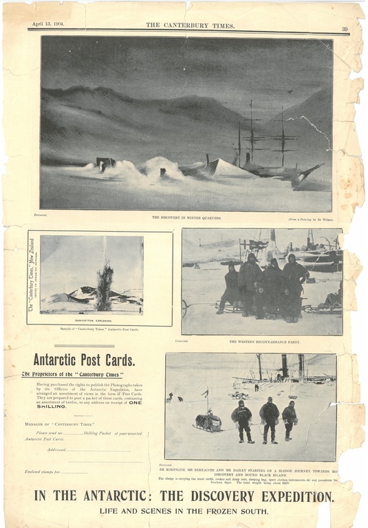 Newspaper cutting showing different images of the Antarctic Expedition 1901-4 DUNIH 2016.30.44.3