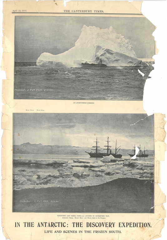 Newspaper cutting showing different images of the Antarctic Expedition 1901-4 DUNIH 2016.30.44.4