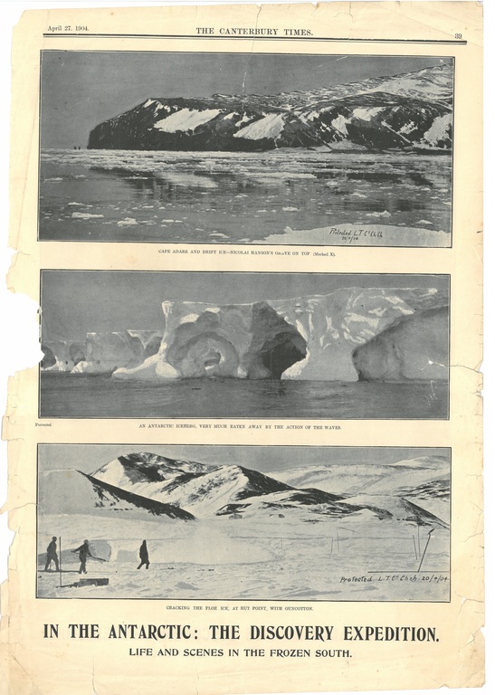 Newspaper cutting showing different images of the Antarctic Expedition 1901-4 DUNIH 2016.30.44.9